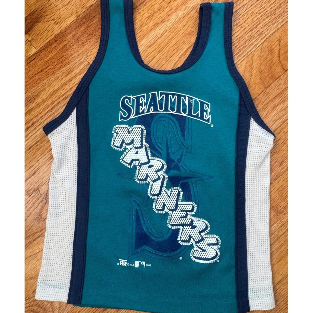 Vintage 90s Seattle Mariners Kids Mesh Tank Top 5-6 Team Rated USA MLB